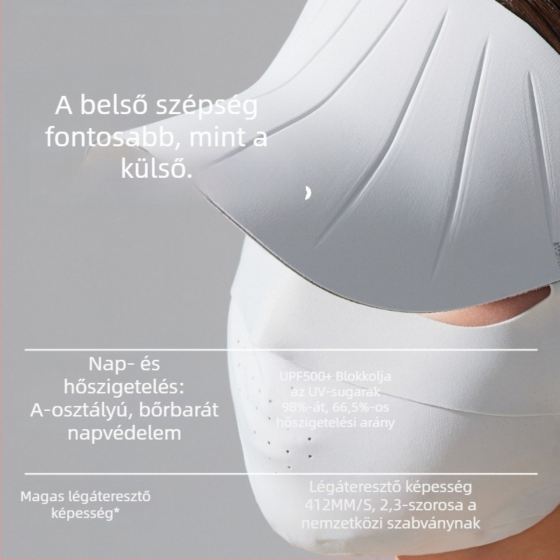 Női teljes arcú napvédő maszk, UV védelem, nyári kerékpáros sapka karimával, légáteresztő Ice Silk anyagú maszk