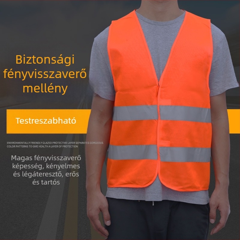 Warp-knit anyagú reflexiós mellény közmű szolgáltatásokhoz, logónyomás elérhető, nagy mennyiségben rendelhető