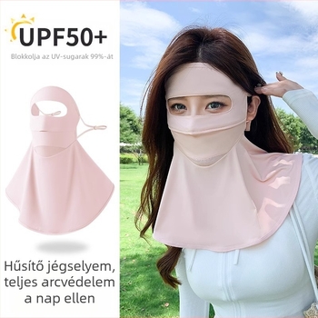 Női nyári teljes arcú UV-védelmet nyújtó maszk, vékony ice silk anyagból, vezetéshez és kerékpározáshoz