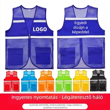 Láthatósági mellény önkénteseknek légáteresztő hálós anyaggal – logóval testre szabható reklám mellény jótékonysági eseményekre