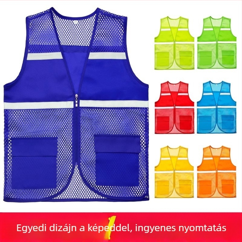 Láthatósági mellény önkénteseknek légáteresztő hálós anyaggal – logóval testre szabható reklám mellény jótékonysági eseményekre