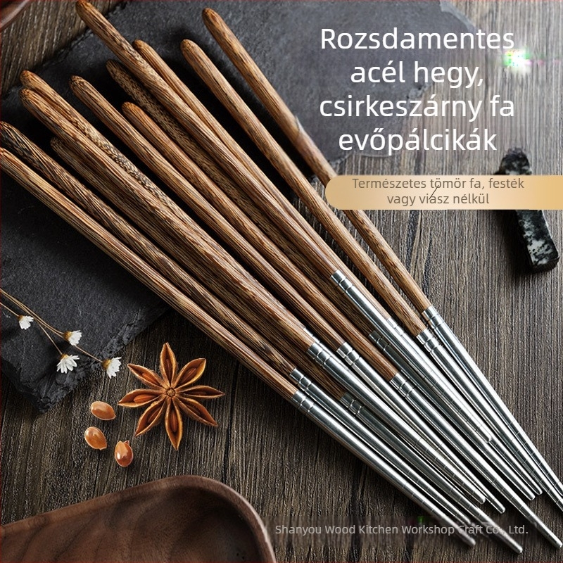 Prémium egyszer használatos evőpálcikák természetes szilárdfa anyagból, lakkozás és viasz nélkül, antibakteriális, penészmentes, Chicken Wing Woodból