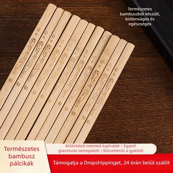 Természetes bambusz evőpálcák, tartósak, csúszásmentesek, gravírozottak, kiváló minőségű