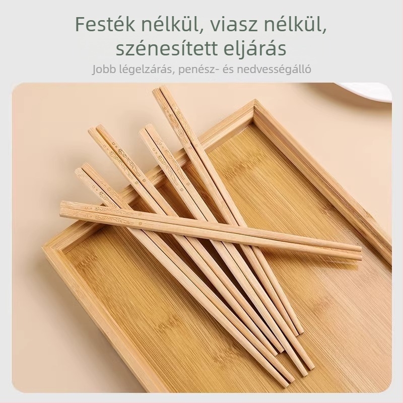 Természetes bambusz evőpálcák, tartósak, csúszásmentesek, gravírozottak, kiváló minőségű