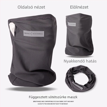 UV-védő arcmaszk fülhurokkal, teljes arcú férfi kerékpáros maszk, Ice Silk nyakmelegítő nyárra