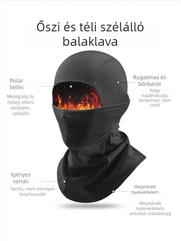 Téli kerékpáros balaklava fleece arcmaszkkal – szélálló és meleg kültéri használatra