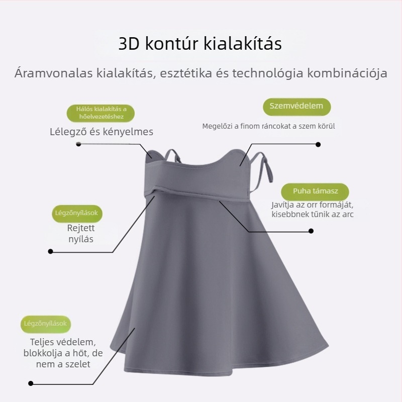 Jégselyem UV-védő arcmaszk nőknek, nyári légáteresztő teljes arcvédő, 2025 új modell
