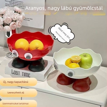 Otthoni használatra készült magas lábú gyümölcstál leeresztő nyílással, elegáns gyümölcstál a nappali dohányzóasztalához, ideális cukorkákhoz, nassolnivalókhoz és diófélékhez