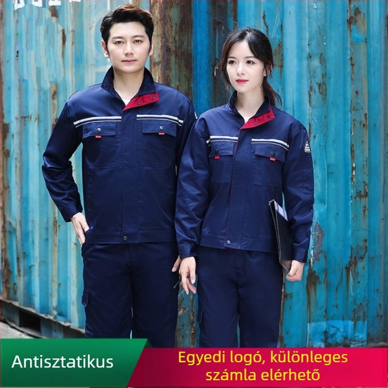 Anti-statikus hosszú ujjú munkaruha autó-szereléshez, kopásálló, fényvisszaverő, logóval