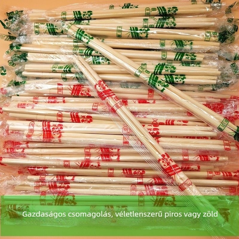 Panda bambusz evőpálcikák, egyedileg csomagolva, kereskedelmi felhasználásra, kiszállításra és éttermek számára, egyszer használatos, nem biológiailag lebomló.
