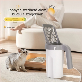 Háziállatok hulladéktároló nagy kapacitású tárolóval, szűrővel, macskaalom-kanállal és macska- és kutya ürülék gyűjtővel