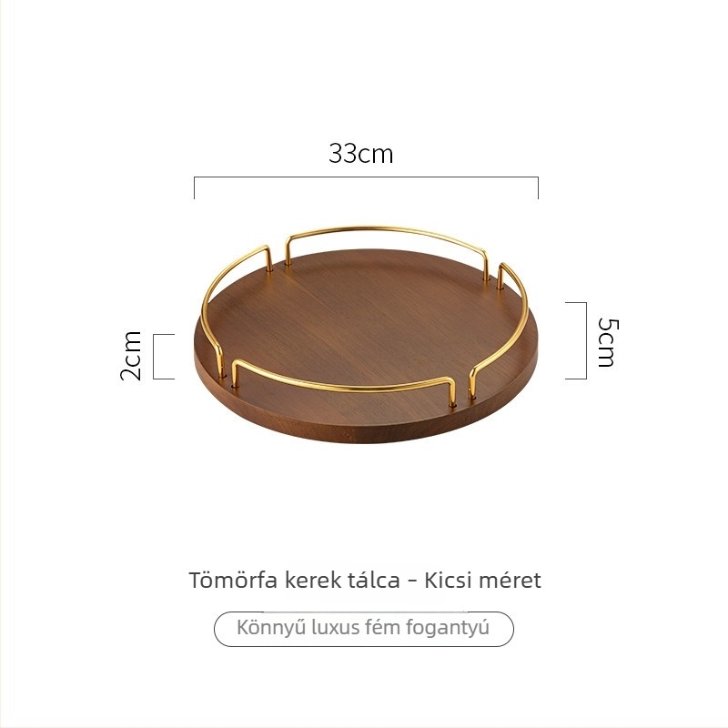 Akácfa tömörfa kör alakú tároló tál, desszerttál, gyümölcstál, teás tálca és csészetálca