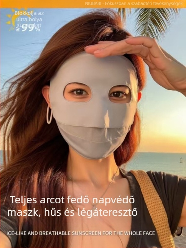 2025-ös új teljes arcú napvédő maszk nőknek, nyár, UV védelem, jég-selyem arctakaró, kerékpározáshoz