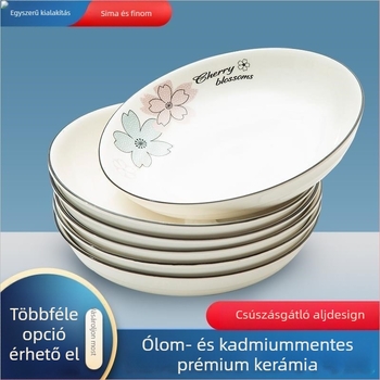 Otthoni használatra készült csontporcelán kerámia tányérkészlet, kör alakú mély tányérok