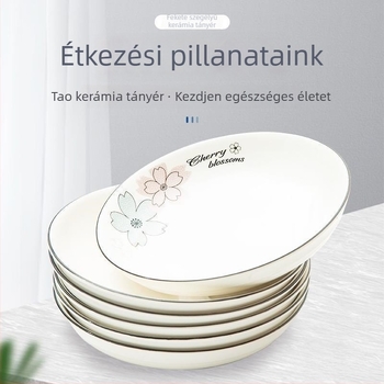 Otthoni használatra készült csontporcelán kerámia tányérkészlet, kör alakú mély tányérok