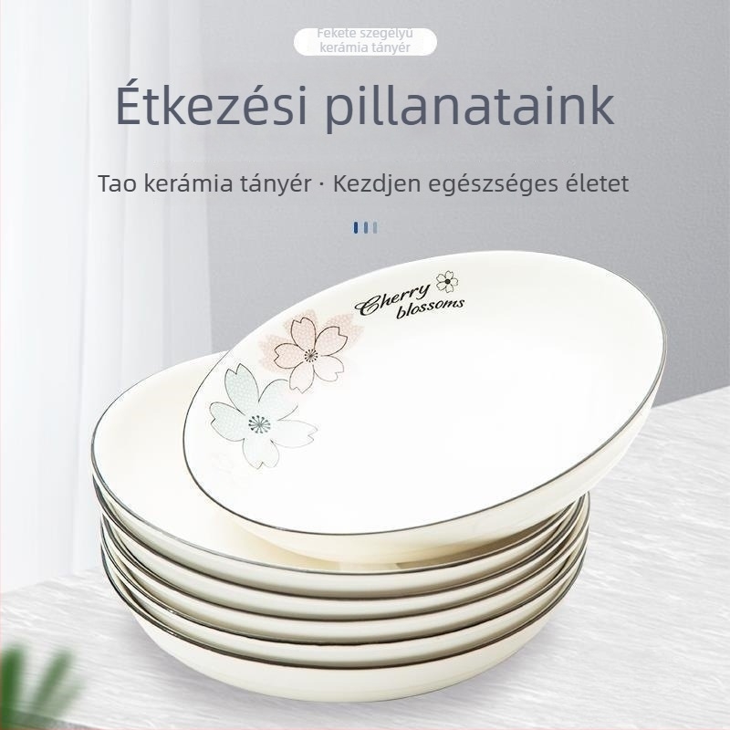 Otthoni használatra készült csontporcelán kerámia tányérkészlet, kör alakú mély tányérok
