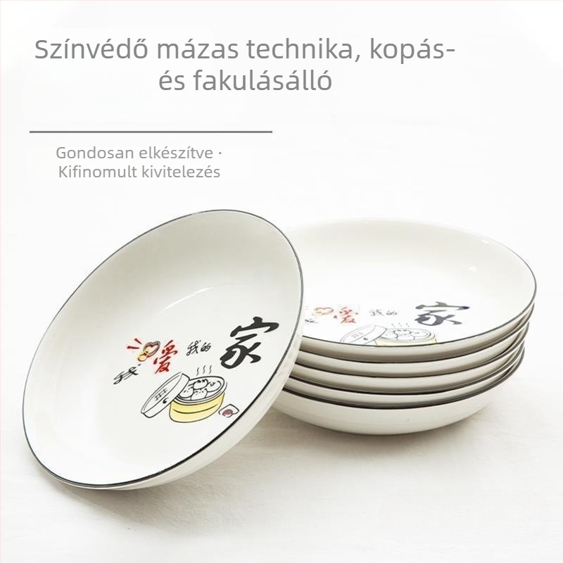 Otthoni használatra készült csontporcelán kerámia tányérkészlet, kör alakú mély tányérok