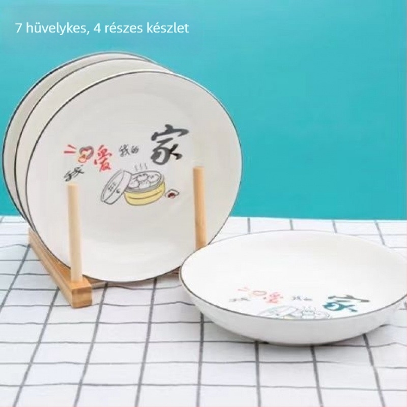 Otthoni használatra készült csontporcelán kerámia tányérkészlet, kör alakú mély tányérok