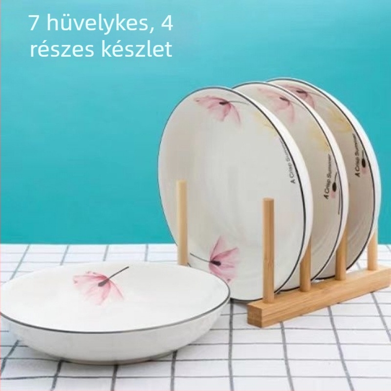 Otthoni használatra készült csontporcelán kerámia tányérkészlet, kör alakú mély tányérok