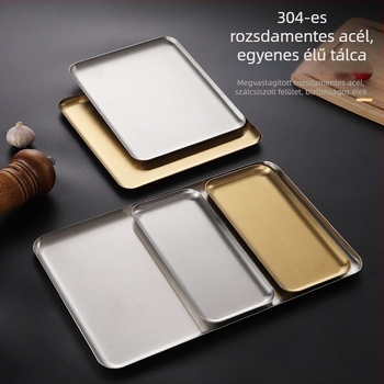 304 rozsdamentes acél négyszögletes tál, koreai stílusú barbecue tál, arany színű tál, snack és ékszer tál