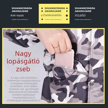 Férfi esőkabát és esőnadrág szett, Oxford anyagból, vast, kétdarabos kivitel, fényvisszaverő elemekkel