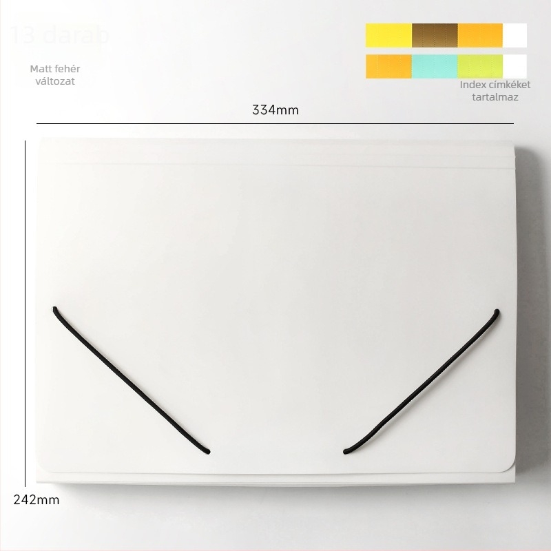 Fekete-fehér minimalist A4-es akordeon mappa diákoknak, erősített tároló zseb, többrétegű, nagy kapacitású vizsgalapokhoz