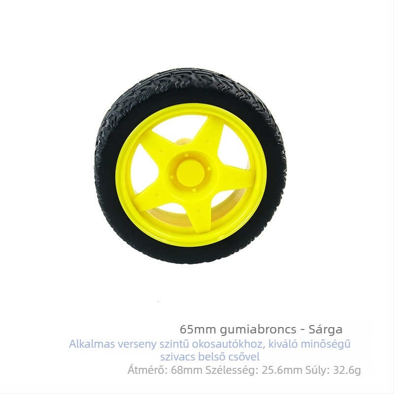 65 mm-es gumírozott kerék intelligens versenyautóhoz belső bevonattal, DIY robot TT redukciós motor kerék