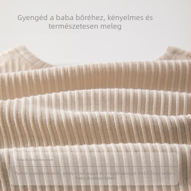 Pamut-elasztán baba pizsama készlet, hosszú ujjú felső és nadrág, uniszex, 1–3 éveseknek