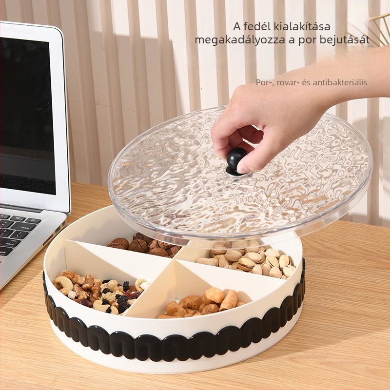 Esküvői gyümölcstál aszalt gyümölcsökkel, nappaliba – tárolóval, snacktál, minimalist stílusú, luxus