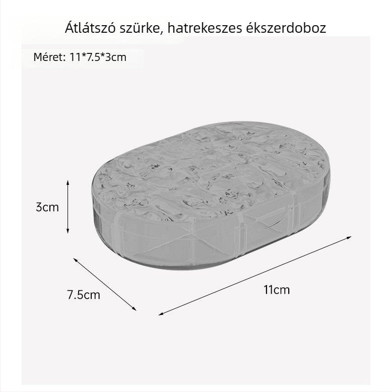 Átlátszó ékszertartó doboz osztott rekeszekkel fülbevalók, gyűrűk és nyakékek számára