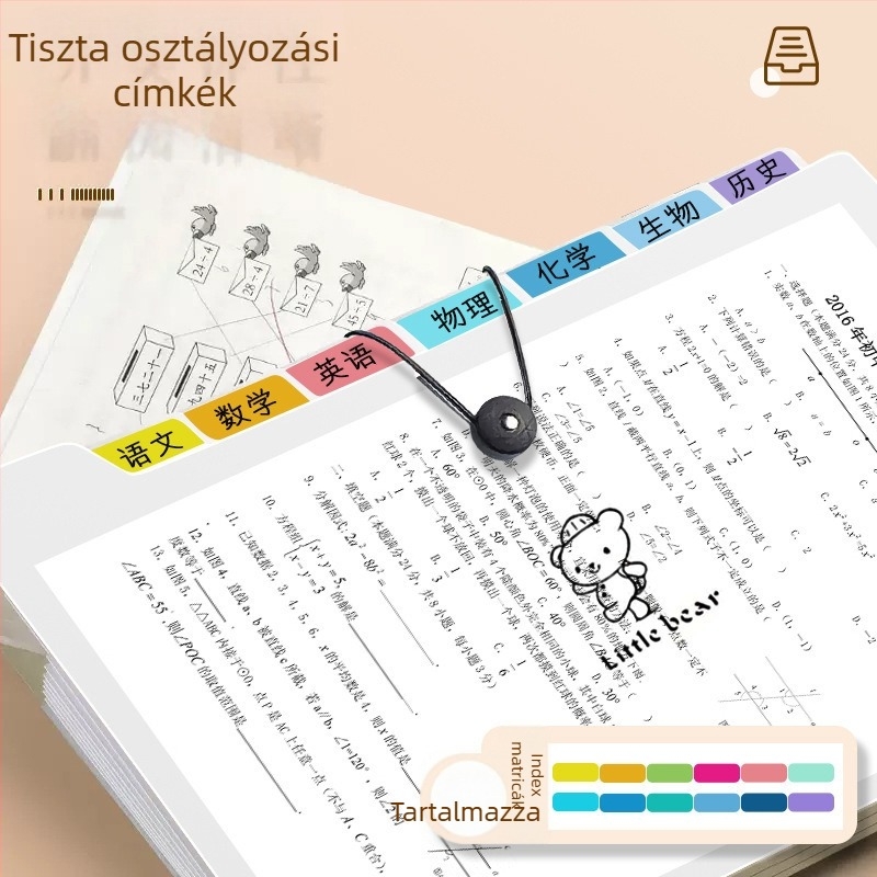 A4-es többoldalas diákoknak szánt mappa, átlátszó osztályozó zsebekkel, vizsgákhoz, harmonika típusú szervező