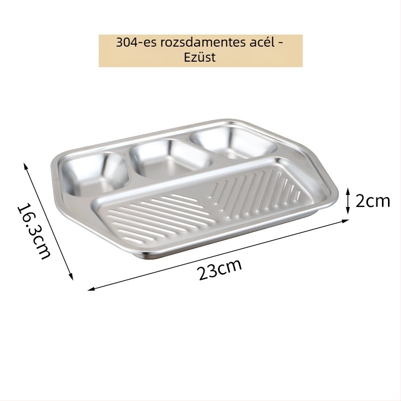 304 rozsdamentes acél elválasztó tál, iskolai menzára – élelmiszer-minőség, négyzet alakú, tapadásmentes, olajszűrő grillsütőhöz