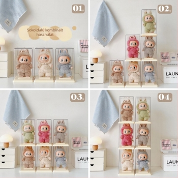 Labubu bemutató doboz – átlátszó akril, Bubble Mart Labubu Blind Box tárolására és kiállítására