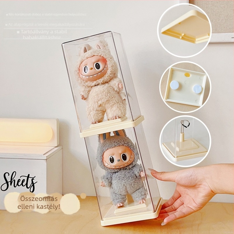 Labubu bemutató doboz – átlátszó akril, Bubble Mart Labubu Blind Box tárolására és kiállítására