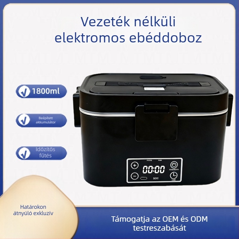 USB-vel működő elektromos ebédes doboz vízmentes fűtéssel, hordozható szigetelt ebédes doboz 1,6–2,0 L, diákoknak és irodai dolgozóknak