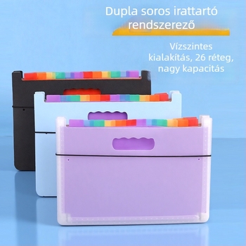 A4-es méretű, nagy kapacitású diákoknak készített többszintű dokumentumfiók, 24 rekesz, asztali rendező