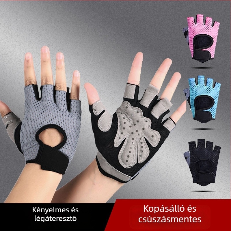 Félujjú sport kesztyűk kültéri használatra, lélegző, ütéscsillapító, csúszásmentes, nyitott ujjak