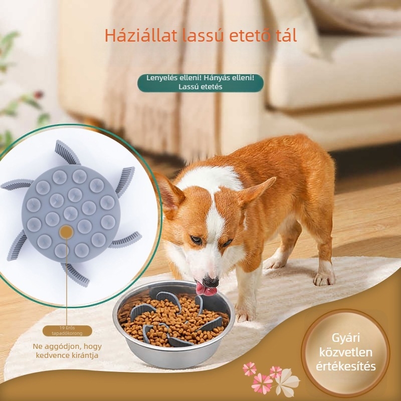 Szilikon etető matrac kutyáknak és macskáknak, spirálisan lassú etetés, fulladás elleni, osztott etető