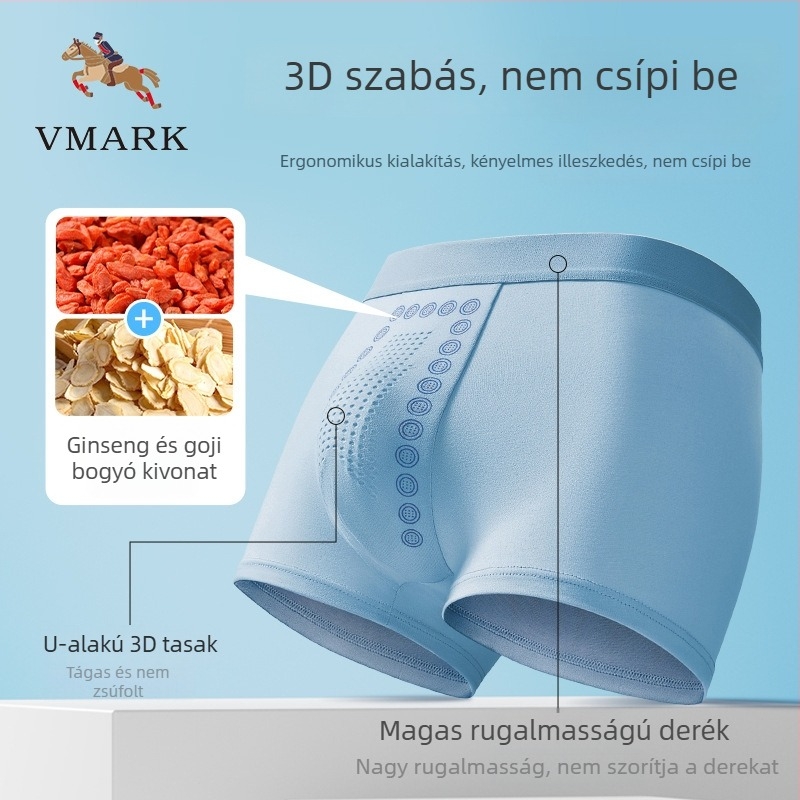 Három darab antibakteriális, energikus férfi boxer brief, turmalin részecskékkel a gát környékén, modal anyag