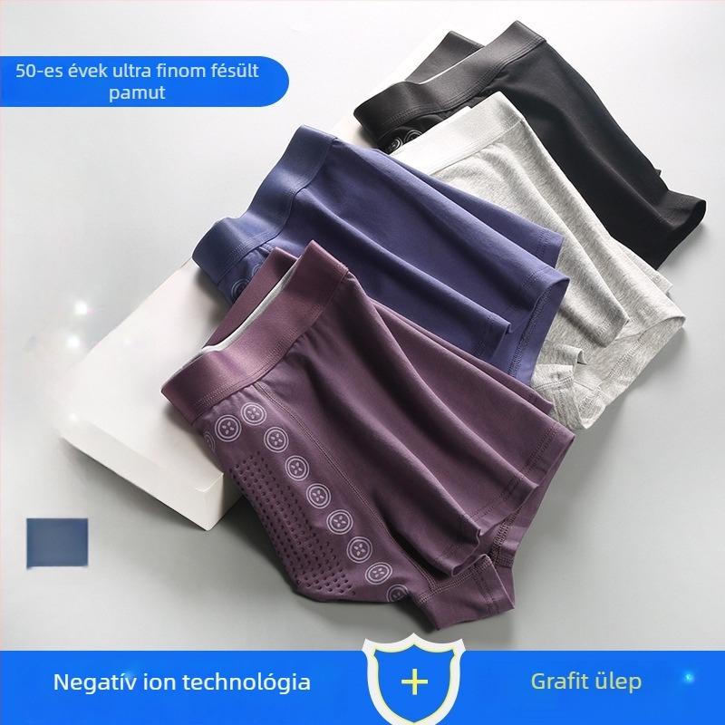 Férfi boxeralsó, pamut–modal keverék, középső derekú, lélegző, egyszínű