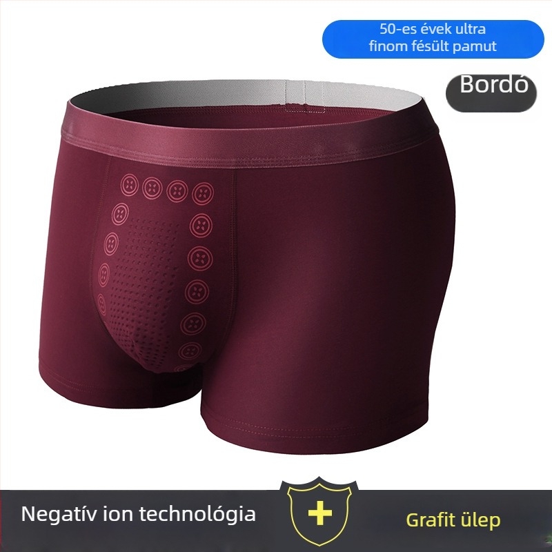 Férfi boxeralsó, pamut–modal keverék, középső derekú, lélegző, egyszínű