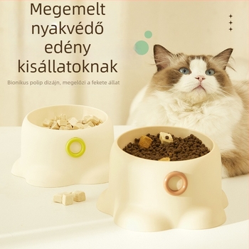 Macska- és kutya etető tál anti-tip dizájnnal, ferde nyílású víz- és ételtál, nagy kapacitású