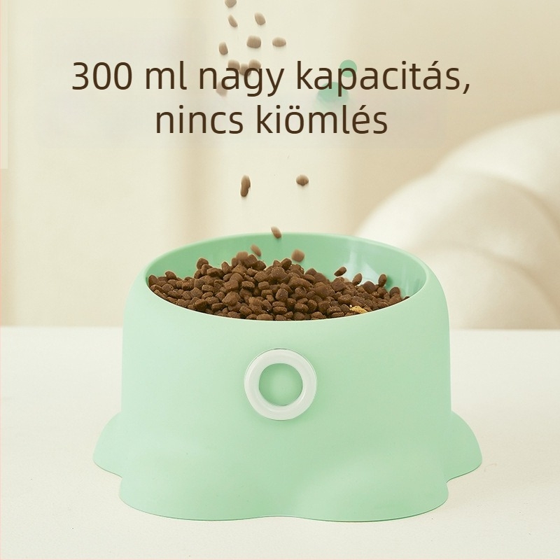 Macska- és kutya etető tál anti-tip dizájnnal, ferde nyílású víz- és ételtál, nagy kapacitású