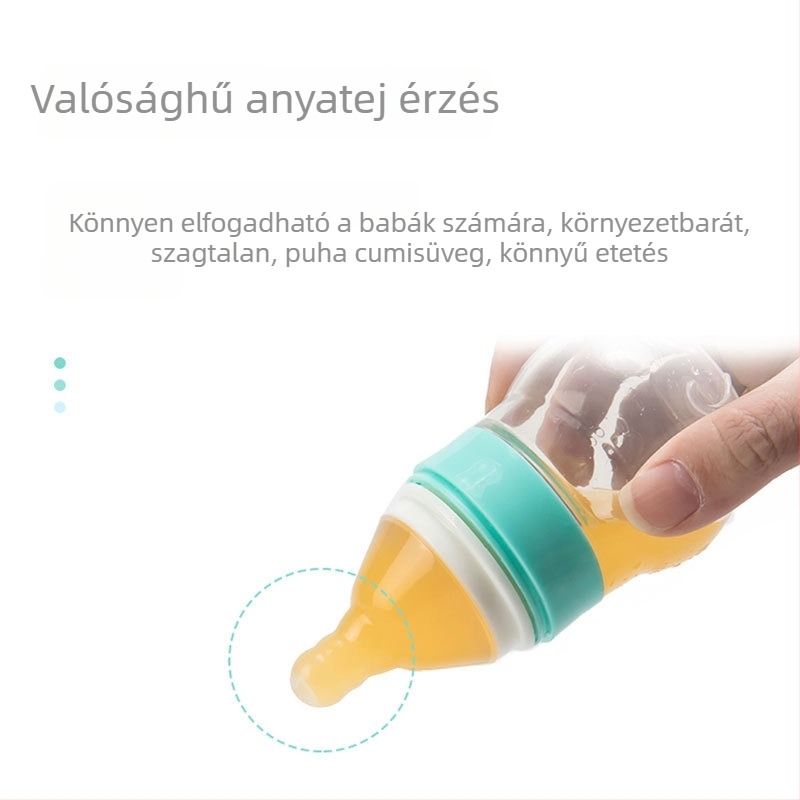 Csecsemő gyógyszeradagoló cumisüveg fulladás elleni kialakítással, víz ivásához