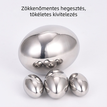 Rozsdamentes acél ovális üreges tojás alakú gömb, tükrös felületű prémium fémgolyó korlátokhoz