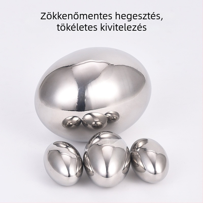 Rozsdamentes acél ovális üreges tojás alakú gömb, tükrös felületű prémium fémgolyó korlátokhoz