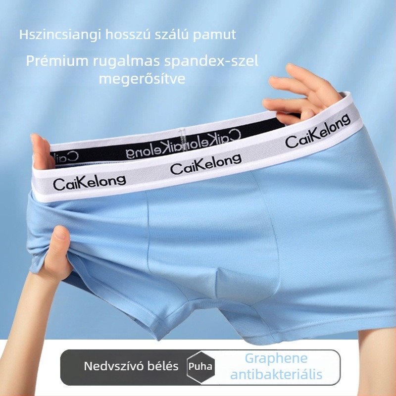 Három darab pamut férfi boxer brief grafén antibakteriális belső réteggel az ágyék körül