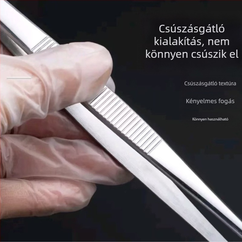 Rozsdamentes acélból készült hosszú teacsipesz készlet, teázási eszközök, bambusz pohárklipsz, teaceremónia kiegészítői