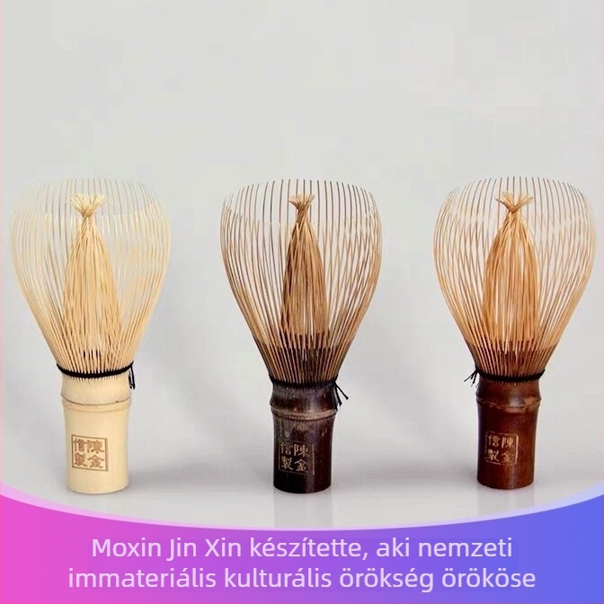 Lila bambusz teás whisk, Song-dinasztia stílusú matcha habverő, 100 tüskékkel