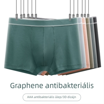Egységes színű férfi pamut boxer rövidnadrág, légáteresztő, elasztikus, antibakteriális, középmagas derékkal